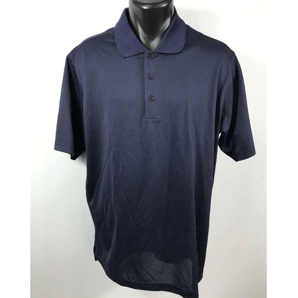 Adidas Size L Mens Blue / Navy Athletic Short Sleeve Sportswear Golf Polo Shirt - Picture 1 of 5
